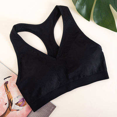 Черный женский спортивный бюстгальтер