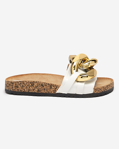 Royalfashion Белые женские шлепанцы с орнаментом Sofig