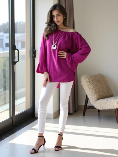 Royalfashion Moteriškas bluzonas a'la ispanų su volanais