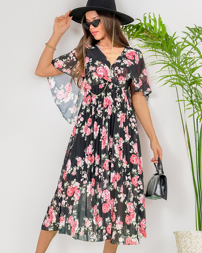 Royalfashion Женское плиссированное цветочное платье-миди