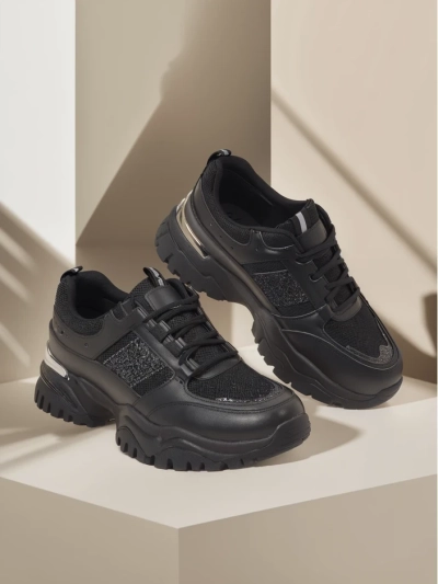 Arete Nero women's flat eco-leather sneakers