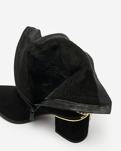 Royalfashion Черные женские сапоги на шпильке с цепочкой Bealizia