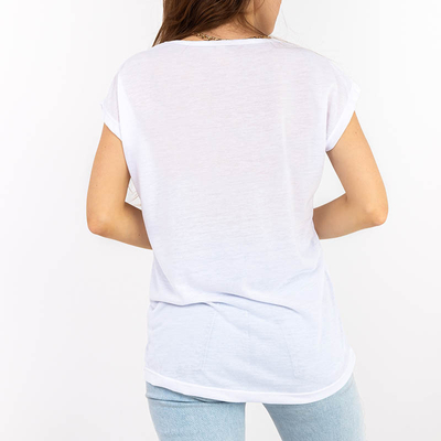 Moteriška balta palaidinė su aukso spalvos blizgučiais - Drabužiai