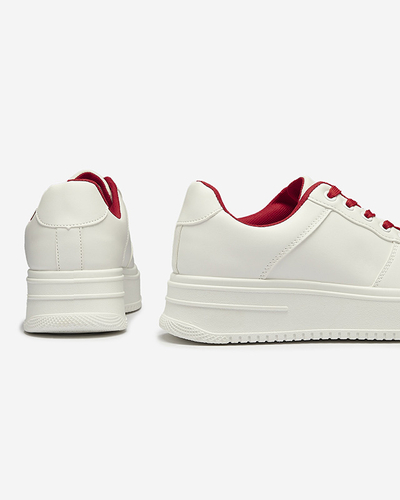 Balti moteriški sportiniai bateliai su raudonais raišteliais Smaffo- Footwear