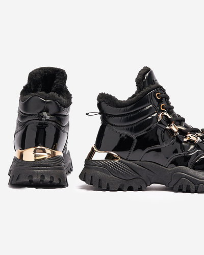 Juodi moteriški sportiniai žieminiai batai a'la trappers Mertika - Avalynė