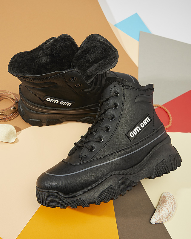 Женские утепленные спортивные ботинки черного цвета Lecvola- Footwear