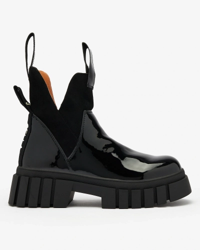 Royalfashion Черные женские утепленные сапоги из лакированной кожи Eratra