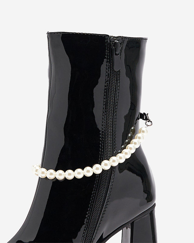 Черные лакированные женские сапоги на высокой шпильке Rassla- Footwear