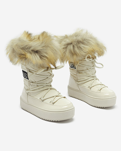 Бежевые детские ботинки-слипоны a'la snow boots with fur Asika - Обувь