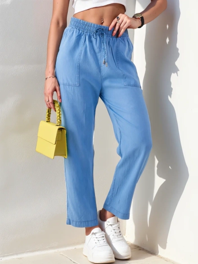 Royalfashion Tiesių moteriškų audinių kelnių 7/8