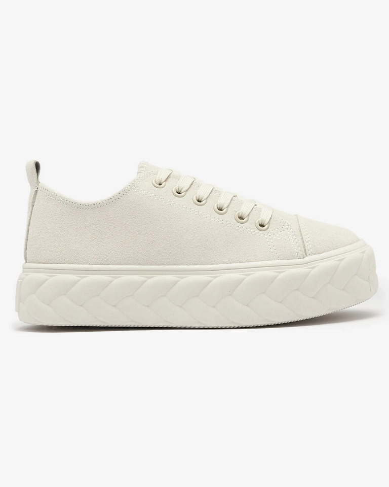 Кремовые женские кроссовки на платформе Sedix - Обувь