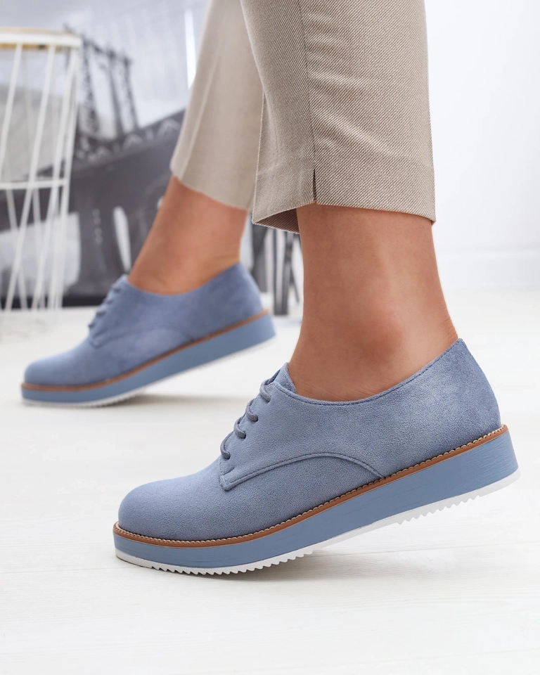 Синие женские полуботинки на шнуровке a'la oxfords Oksila - Обувь