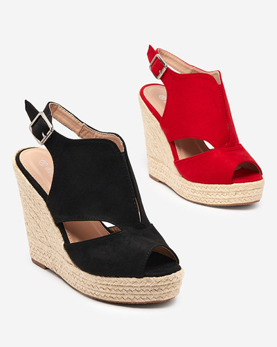 Juodos eko zomšos moteriškos pleištinės basutės Devof - Avalynė