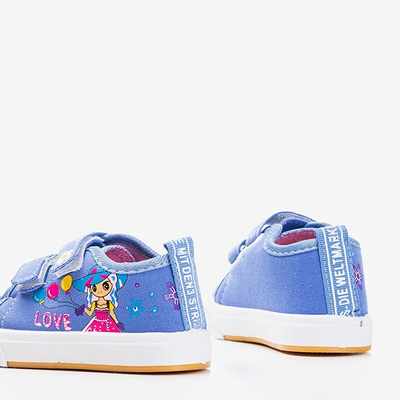 Niebieskie dziecięce tenisówki na rzepy Little Miss - Obuwie