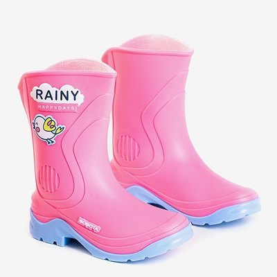 Детские резиновые сапоги Happy Baby розового и синего цвета - Обувь