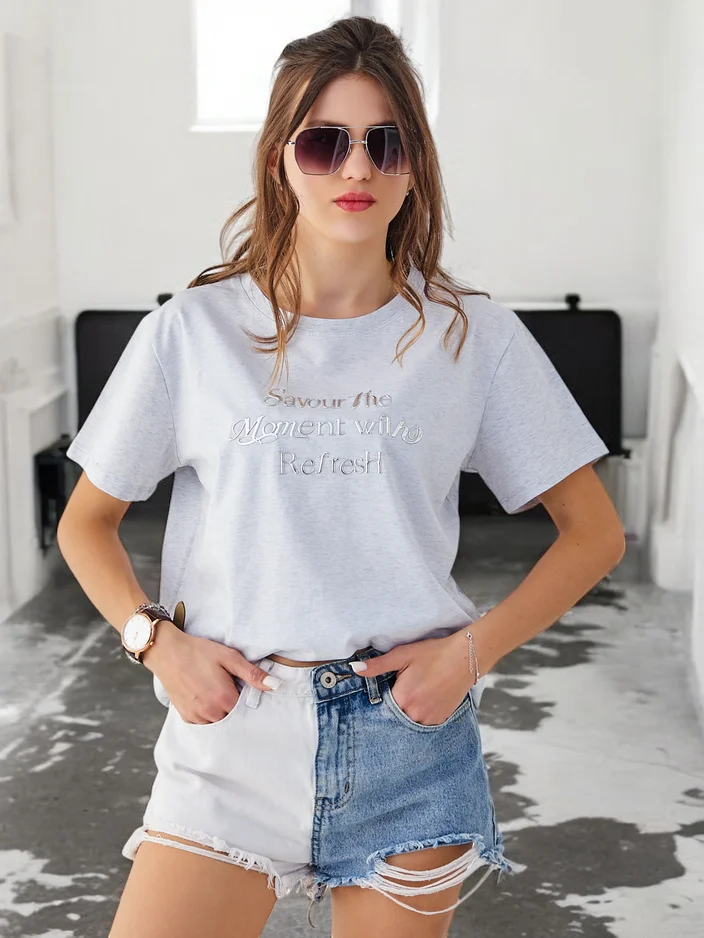 Royalfashion Женская футболка из хлопка Почувствуй момент с Refresh