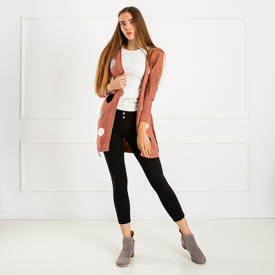 Темно-розовый женский кардиган с цветными вставками (Турция)