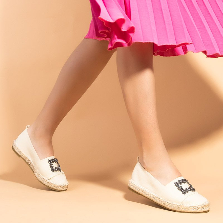 Moteriškos smėlio spalvos espadrilės su „Manya“ puošmena - Avalynė