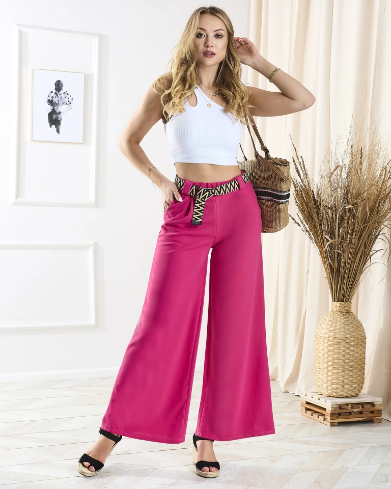 Женские брюки-палаццо цвета фуксии Одежда