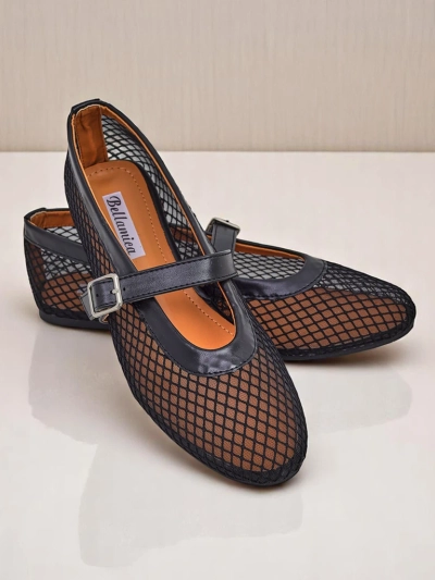 Женские ажурные балетки с ремешком Royalfashion Naommi