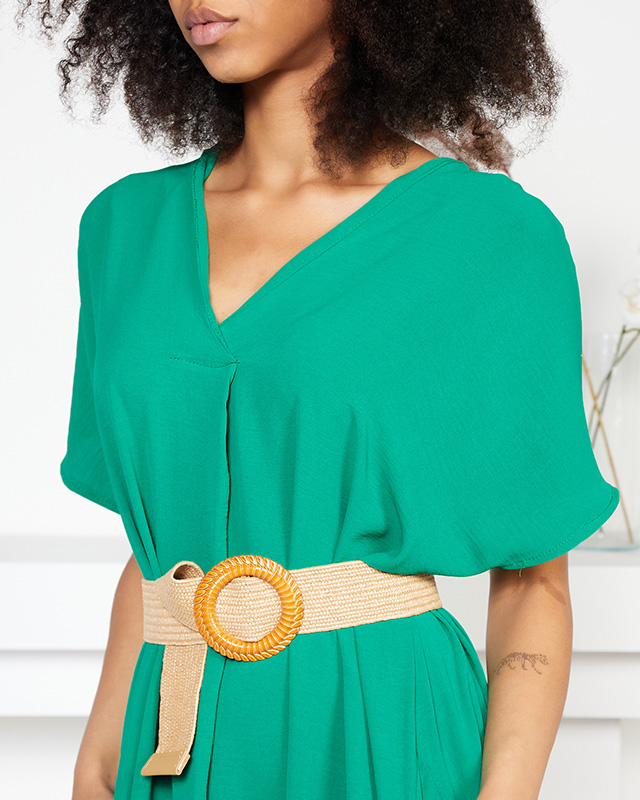 Tamsiai žalia moteriška oversize suknelė su diržu - Drabužiai