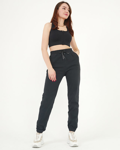 Juodo audinio bėgimo kelnaitės moterims - Drabužiai