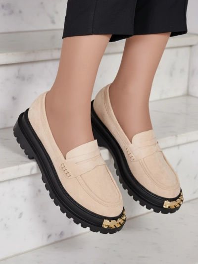 Smėlio spalvos eko odos mokasinai Giulia