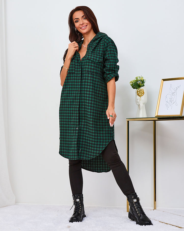 Royalfashion Žalia languota moteriška suknelė