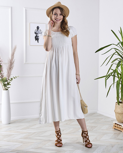 Balta moteriška midi ilgio suknelė a'la hiszpanka- Apranga