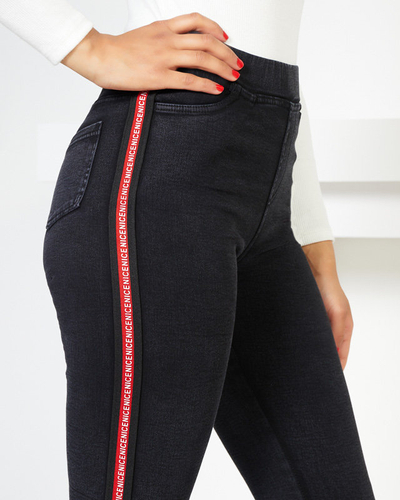 Moteriški juodi dryžuoti treggingai - Drabužiai