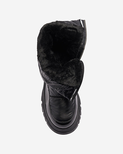 Женские сапоги-снегоступы на плоской подошве черного цвета Genovty- Footwear