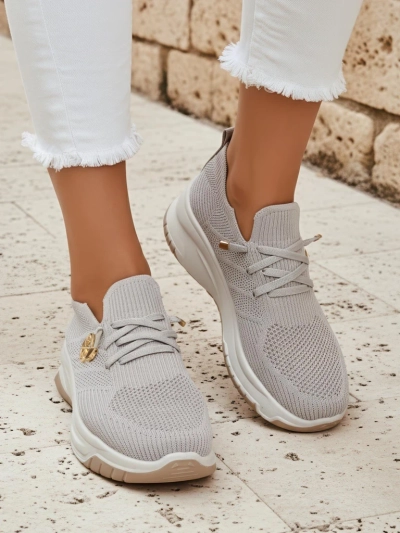 Royalfashion Selene women's sneakers - comfortable white flat-soled shoes