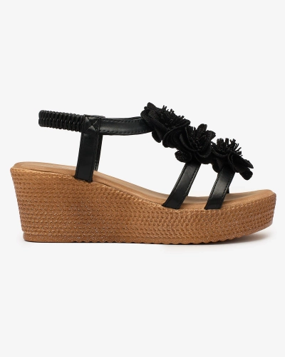 OUTLET Royalfashion Черные женские сандалии Sareti flower