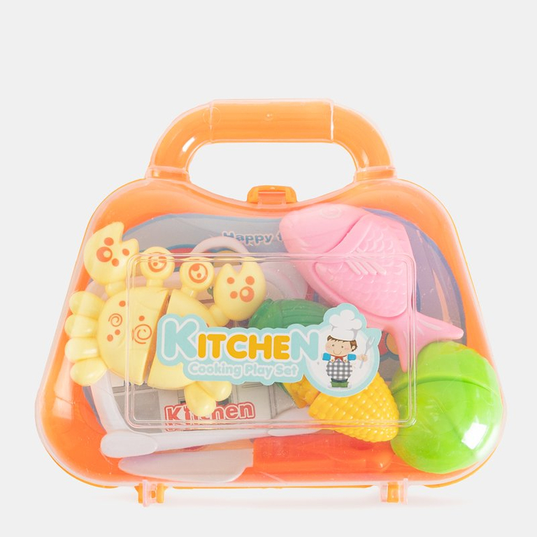 Oranžinis vaikiškas pjovimo rinkinys dėkle - Žaislai