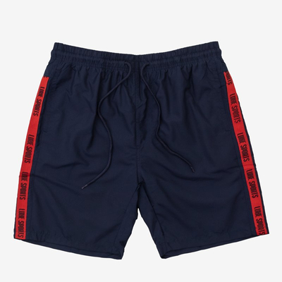 Vyriški tamsiai mėlyni sportiniai šortai su juostelėmis - Drabužiai