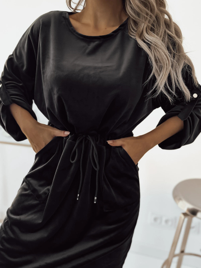 Royalfashion Женское черное платье-миди