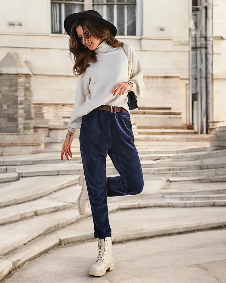 Royalfashion Простые брюки для женщин в стиле бархата