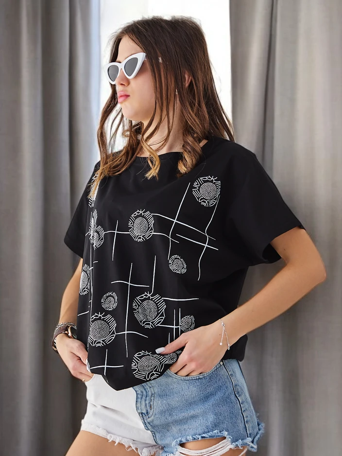 Royalfashion Moteriška medvilninė marškinėliai su spausdinimu