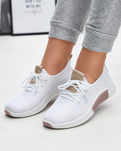 Balti moteriški sportiniai bateliai su rudais įdėklais Kedeti - Avalynė