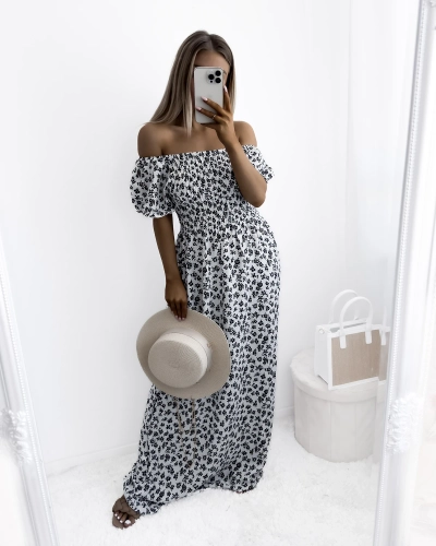 Белое женское платье макси с цветочным узором - Одежда