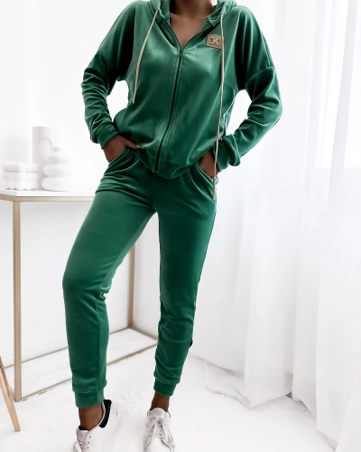 Royalfashion Зеленый женский комплект толстовки с нашивкой