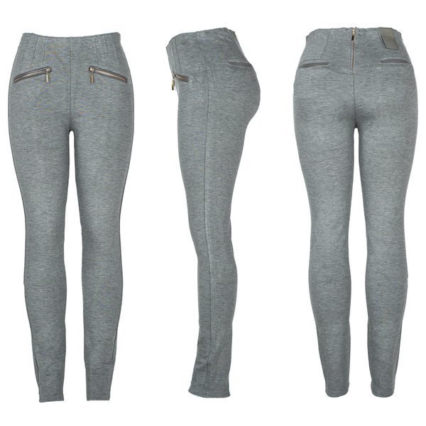 Светло-серые брюки с завышенной талией - Брюки