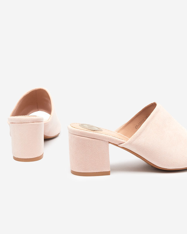 OUTLET Светло-розовые женские тапочки на низком каблуке Opetik - Обувь