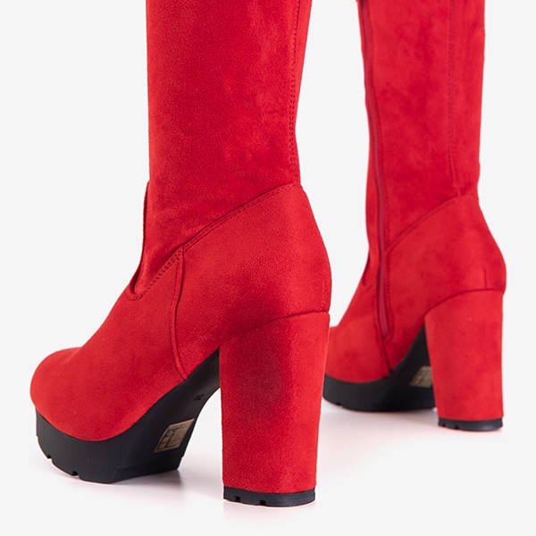 Красные ботфорты на каблуке Fortunata - Обувь
