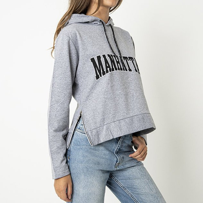 Серое женское худи с надписью