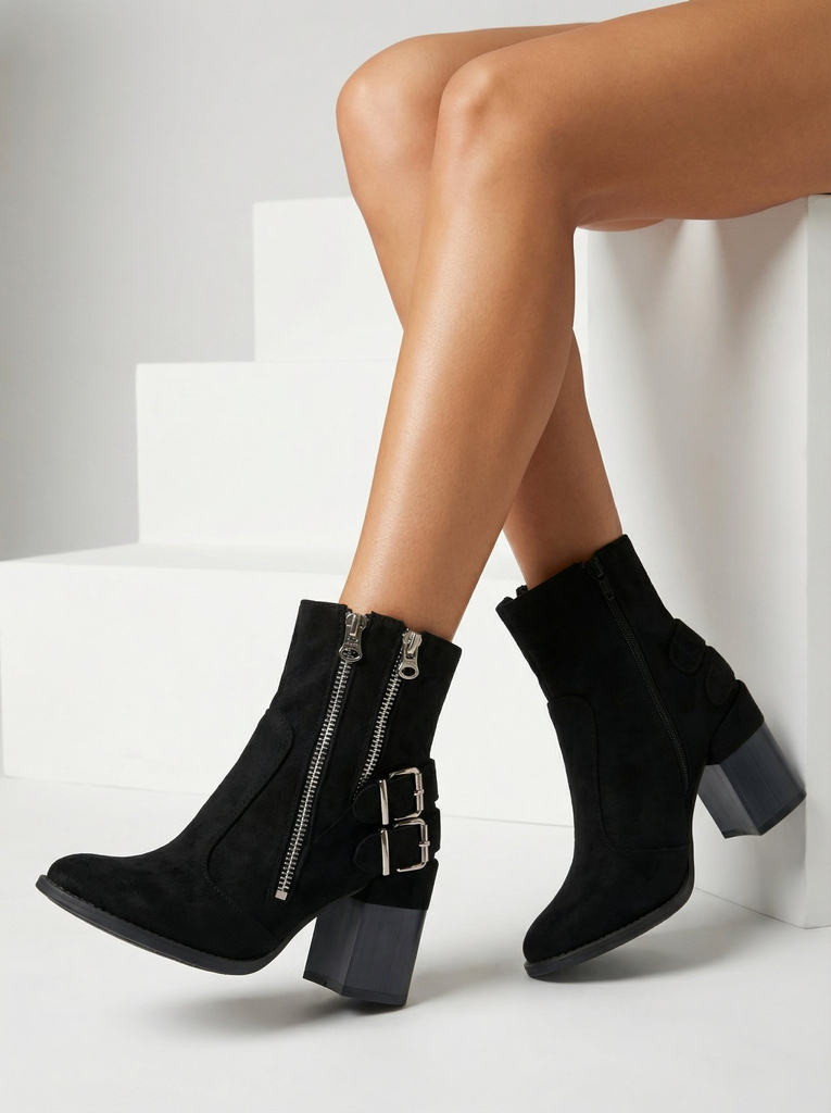 Royalfashion Женские черные ботинки с украшением Feirrgo