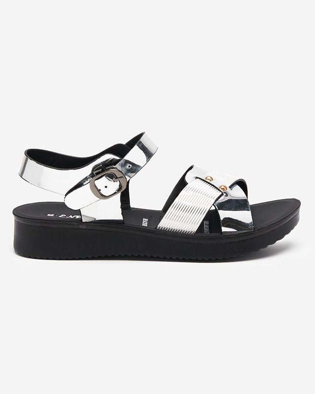 Lakuoto sidabro basutės plokščiakulniais Pulqo- Footwear