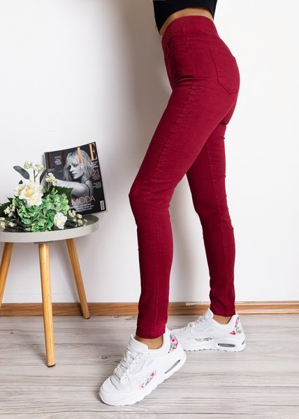 Damskie tregginsy w kolorze bordowym - Odzież