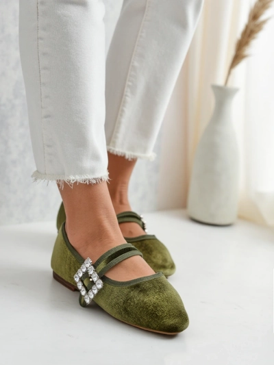 Royalfashion Женские балетки а-ля велюр с пряжкой и ремешком Enribes