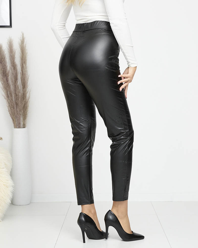 Juodos moteriškos eko odinės kelnės PLUS SIZE tipo treggingai - Drabužiai